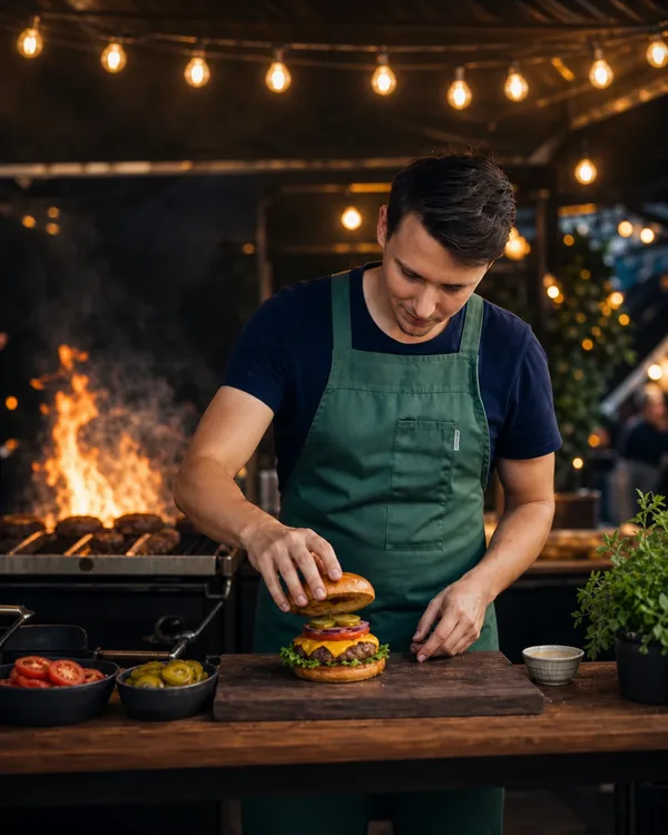 Burgerbar met Black Angus-burgers en verschillende toppings